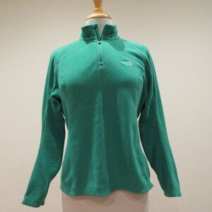 Women Medium Green Quarter-zip Pullover The North Face Jade Fleece Top Warm Cozy